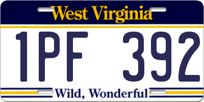 WV license plate 1PF392