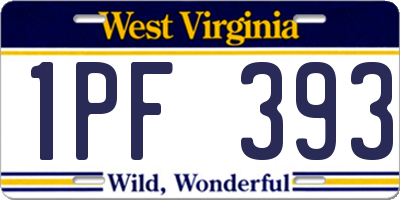 WV license plate 1PF393