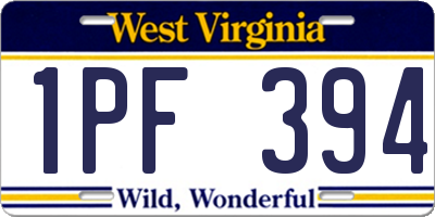 WV license plate 1PF394