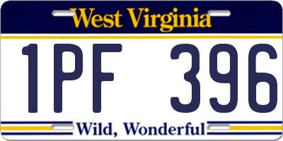 WV license plate 1PF396