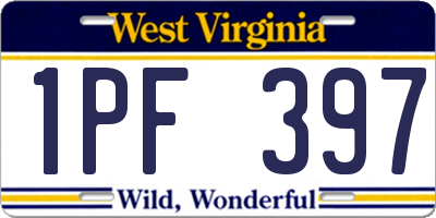 WV license plate 1PF397