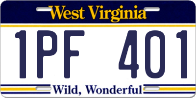 WV license plate 1PF401