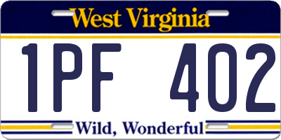 WV license plate 1PF402