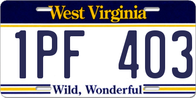 WV license plate 1PF403