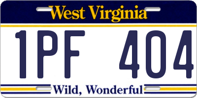 WV license plate 1PF404