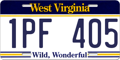 WV license plate 1PF405