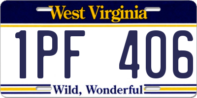 WV license plate 1PF406