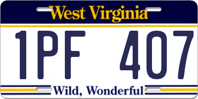 WV license plate 1PF407