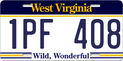 WV license plate 1PF408