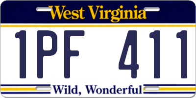 WV license plate 1PF411