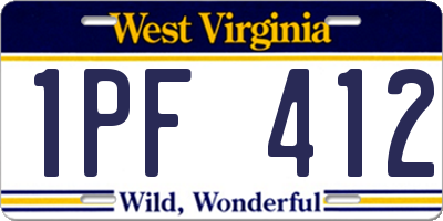 WV license plate 1PF412