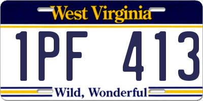 WV license plate 1PF413