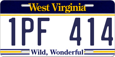 WV license plate 1PF414