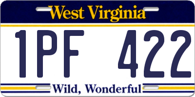 WV license plate 1PF422