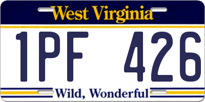 WV license plate 1PF426