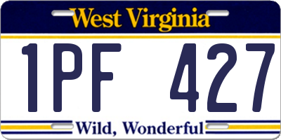 WV license plate 1PF427