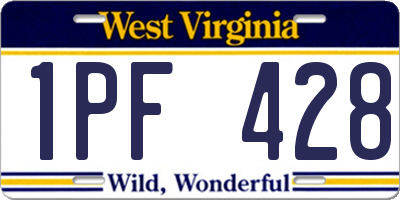 WV license plate 1PF428