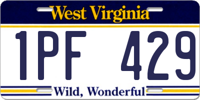 WV license plate 1PF429