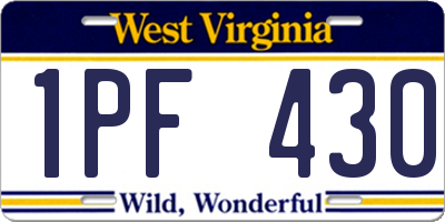 WV license plate 1PF430