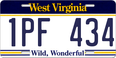 WV license plate 1PF434