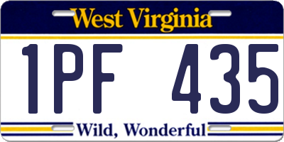 WV license plate 1PF435