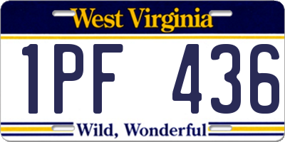 WV license plate 1PF436