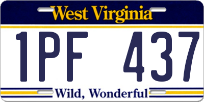 WV license plate 1PF437