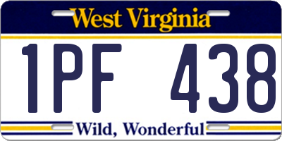 WV license plate 1PF438