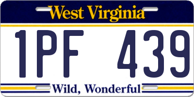 WV license plate 1PF439