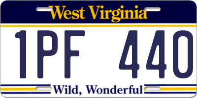 WV license plate 1PF440