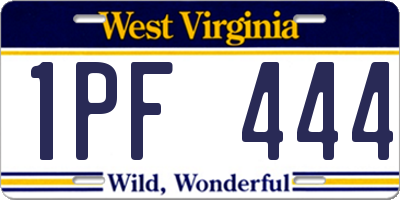 WV license plate 1PF444