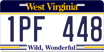 WV license plate 1PF448