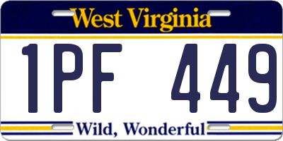 WV license plate 1PF449