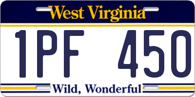 WV license plate 1PF450