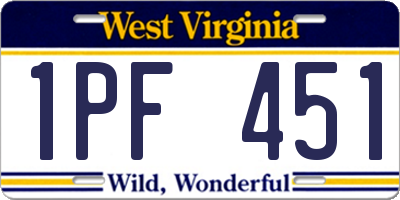 WV license plate 1PF451