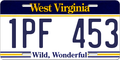 WV license plate 1PF453