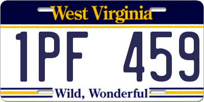 WV license plate 1PF459