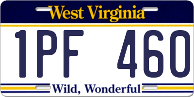 WV license plate 1PF460