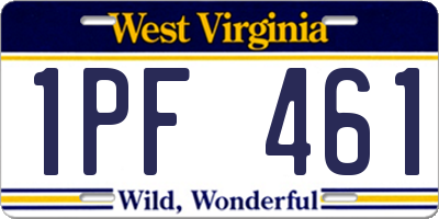 WV license plate 1PF461