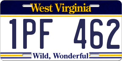 WV license plate 1PF462