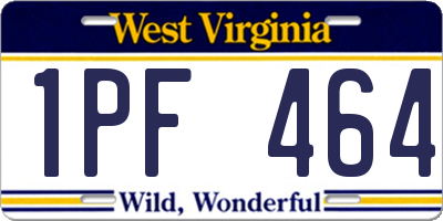 WV license plate 1PF464