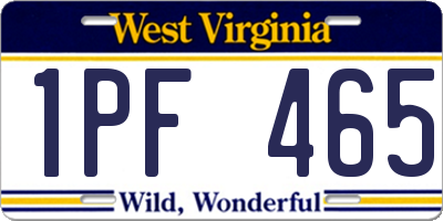 WV license plate 1PF465