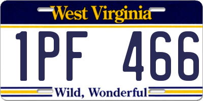WV license plate 1PF466