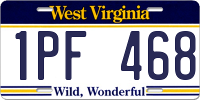 WV license plate 1PF468