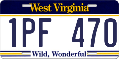 WV license plate 1PF470