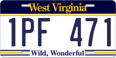 WV license plate 1PF471
