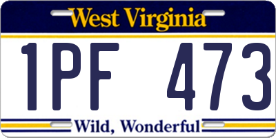 WV license plate 1PF473