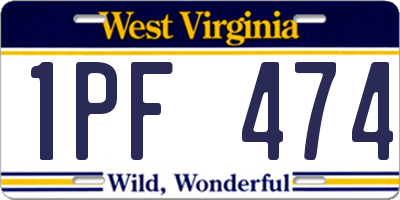 WV license plate 1PF474