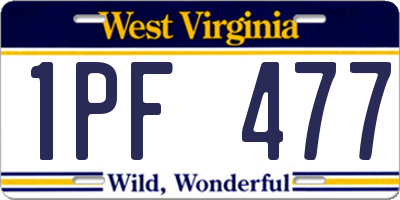 WV license plate 1PF477