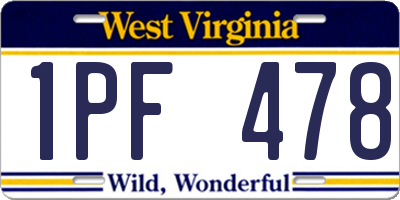 WV license plate 1PF478